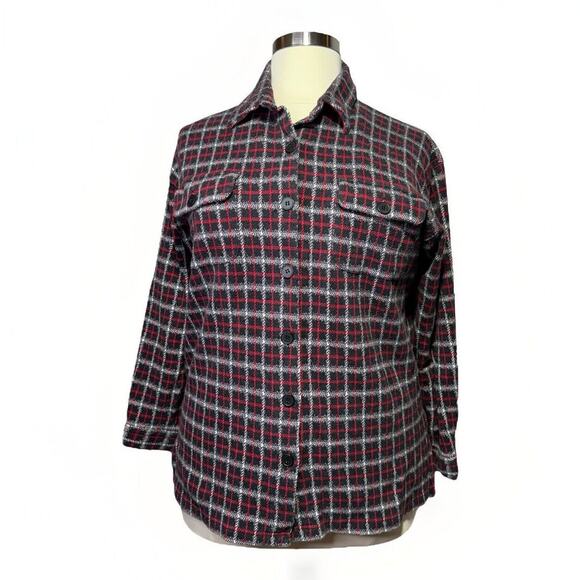 Chaus Flannel Button-Up Shirt Women’s Size 1X Red & Black Plaid Casual Outdoor - Picture 1 of 8